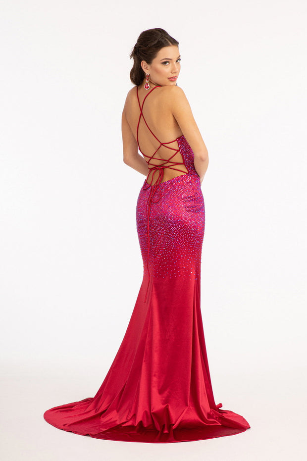 Beaded Satin Mermaid Dress by Elizabeth K GL3045