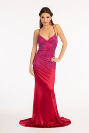 Beaded Satin Mermaid Dress by Elizabeth K GL3045