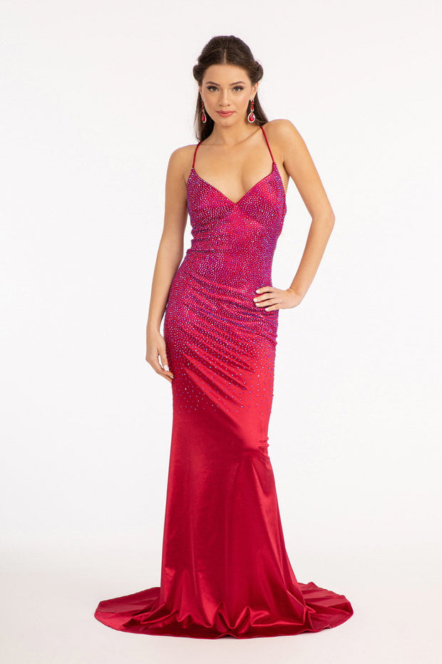 Beaded Satin Mermaid Dress by Elizabeth K GL3045