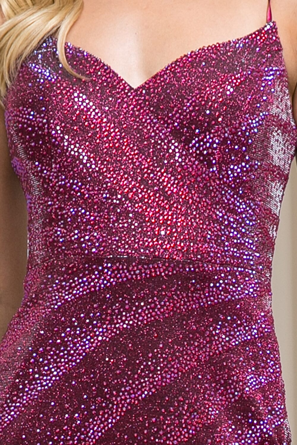 Beaded Short Glitter Lycra Dress by Amelia Couture 398S