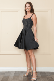 Beaded Short Sleeveless Dress by Poly USA 8958