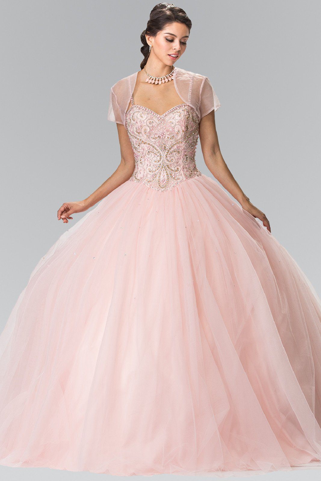 Beaded Sleeveless A-Line Ballgown by Elizabeth K GL2350-Quinceanera Dresses-ABC Fashion