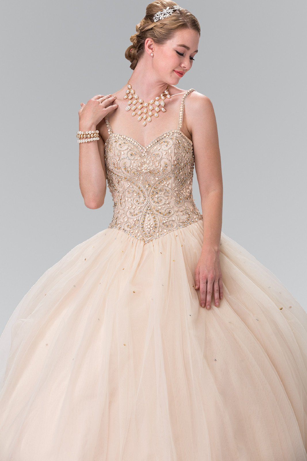 Beaded Sleeveless A-Line Ballgown by Elizabeth K GL2350-Quinceanera Dresses-ABC Fashion