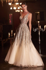 Beaded Sleeveless Gown by Cinderella Divine C135