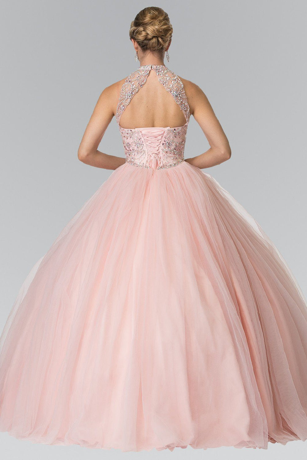 Beaded Sleeveless Illusion Ballgown by Elizabeth K GL2206-Quinceanera Dresses-ABC Fashion