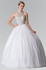Beaded Sleeveless Illusion Ballgown by Elizabeth K GL2206-Quinceanera Dresses-ABC Fashion