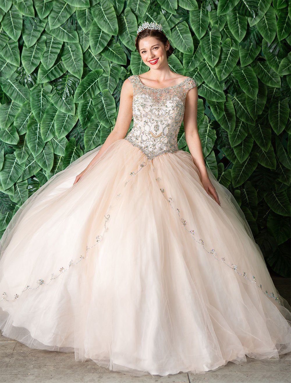 Beaded Sleeveless Illusion Quinceanera Dress by Calla KY77621X-Quinceanera Dresses-ABC Fashion