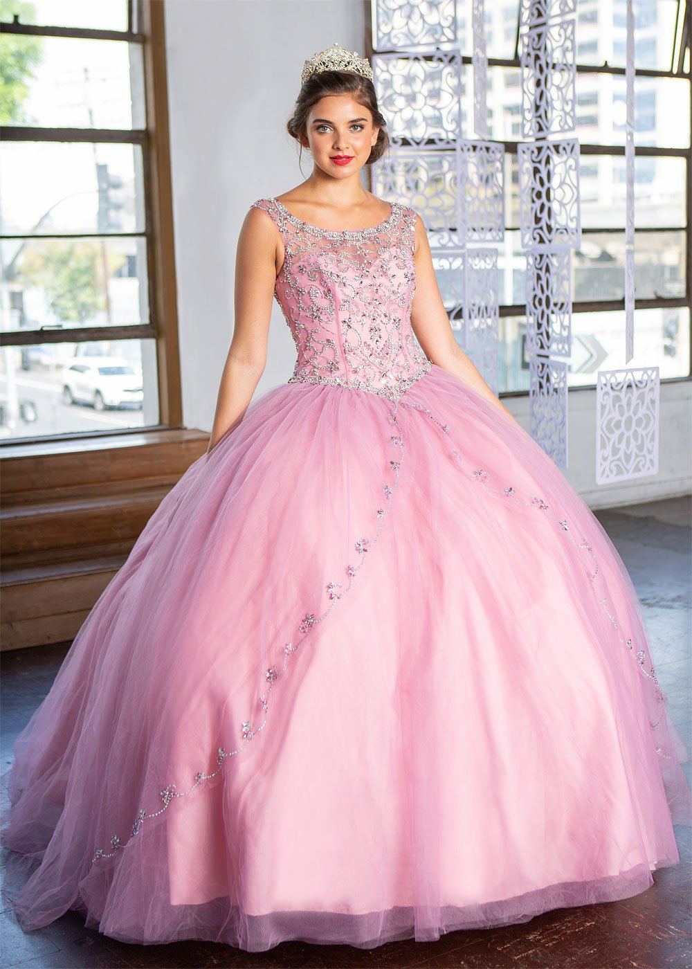 Beaded Sleeveless Illusion Quinceanera Dress by Calla KY77621X-Quinceanera Dresses-ABC Fashion