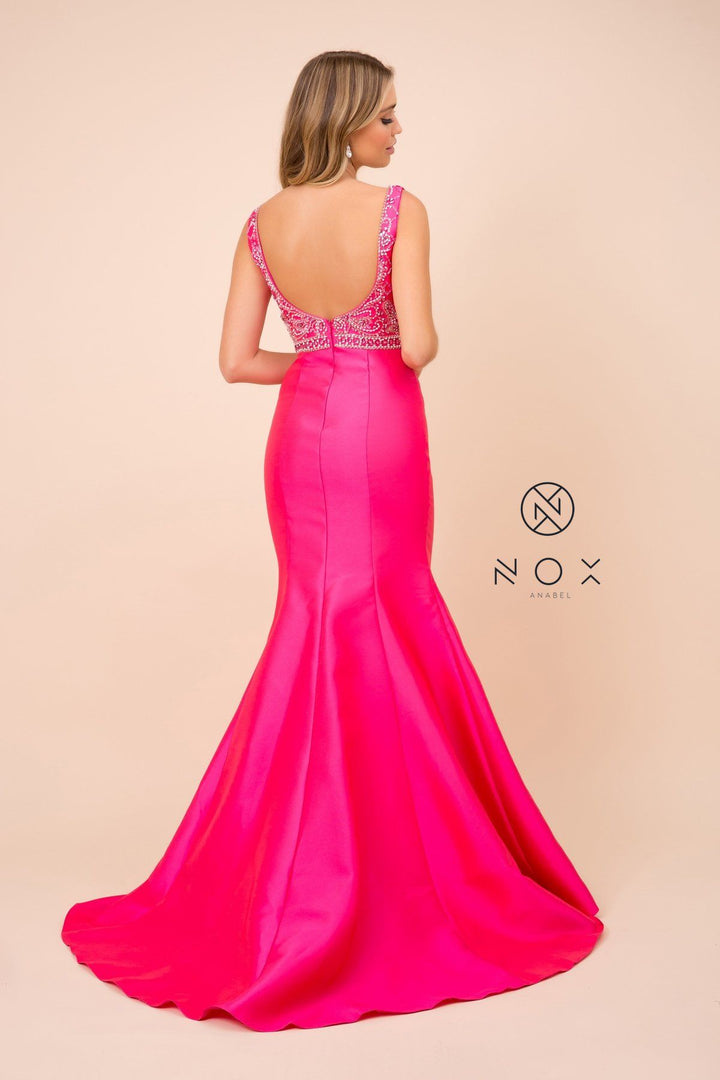 Beaded Sleeveless Mermaid Dress by Nox Anabel 8307