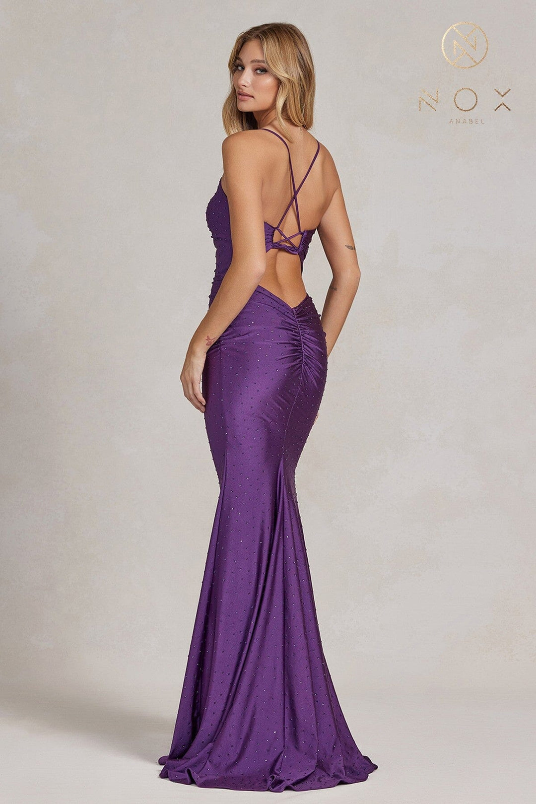 Beaded Sleeveless Mermaid Gown by Nox Anabel K1123