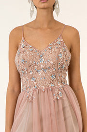 Beaded Sleeveless Slit Gown by Elizabeth K GL2983