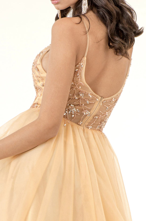 Beaded Sleeveless Slit Gown by Elizabeth K GL2983