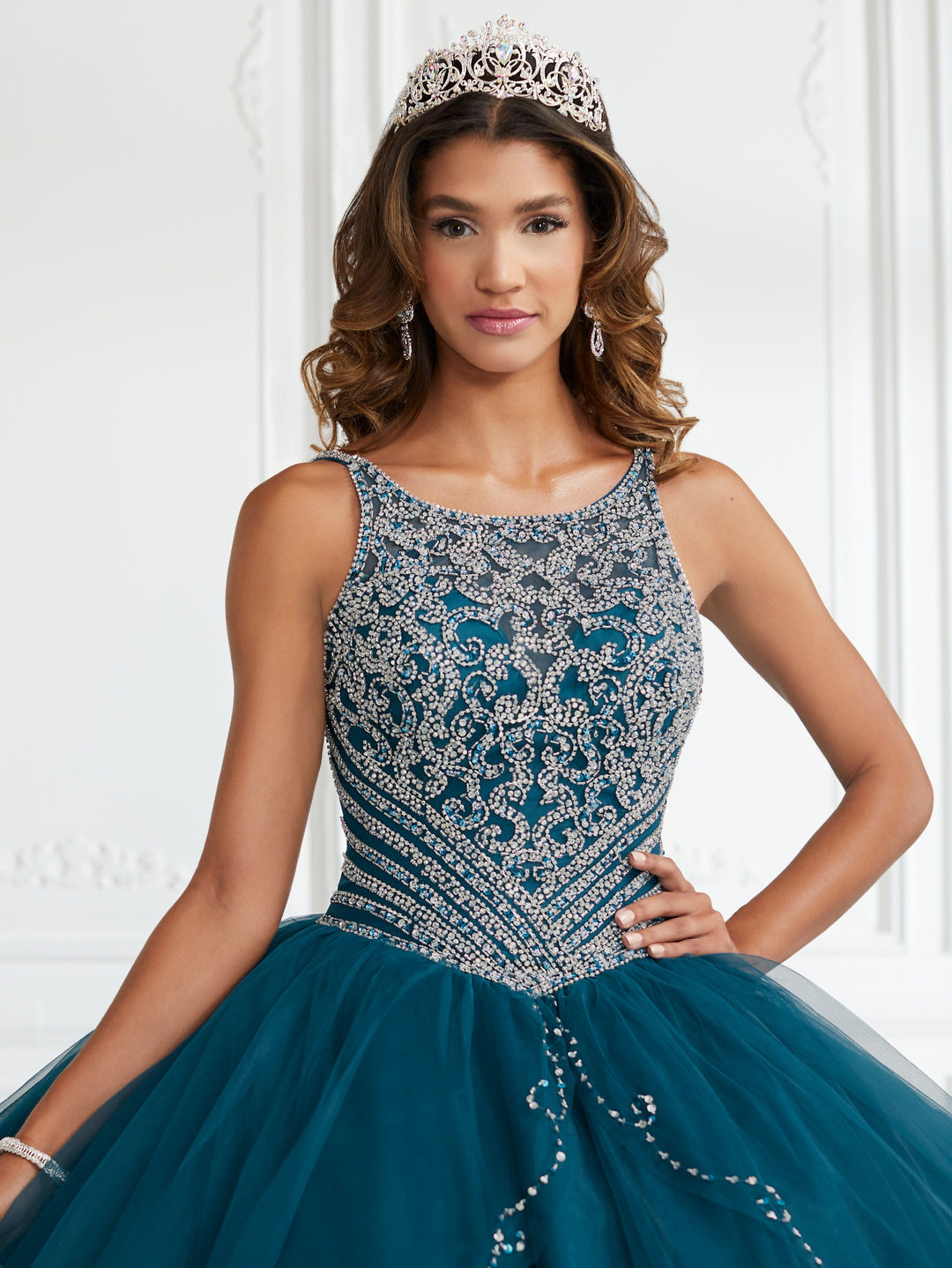Beaded Split Front Quinceanera Dress by Fiesta Gowns 56388-Quinceanera Dresses-ABC Fashion