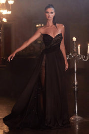 Beaded Strapless Chiffon Gown by Cinderella Divine KV1059