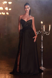 Beaded Strapless Chiffon Gown by Cinderella Divine KV1059