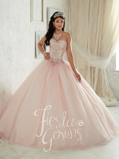 Beaded Strapless Dress by House of Wu Fiesta Gowns Style 56287-Quinceanera Dresses-ABC Fashion