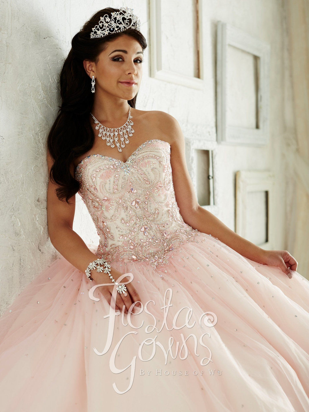 Beaded Strapless Dress by House of Wu Fiesta Gowns Style 56287-Quinceanera Dresses-ABC Fashion