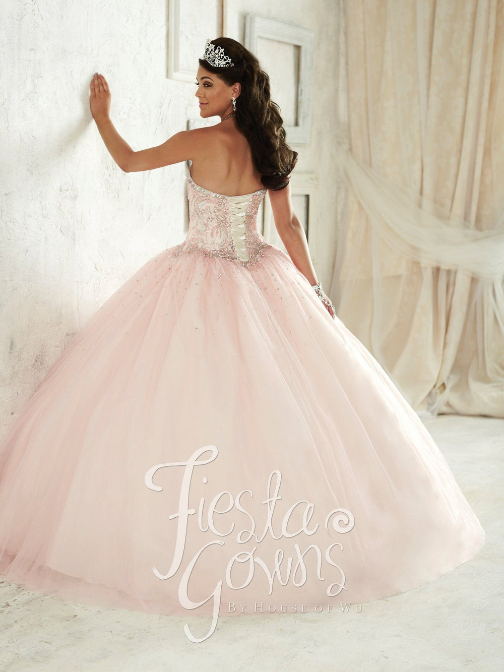 Beaded Strapless Dress by House of Wu Fiesta Gowns Style 56287-Quinceanera Dresses-ABC Fashion
