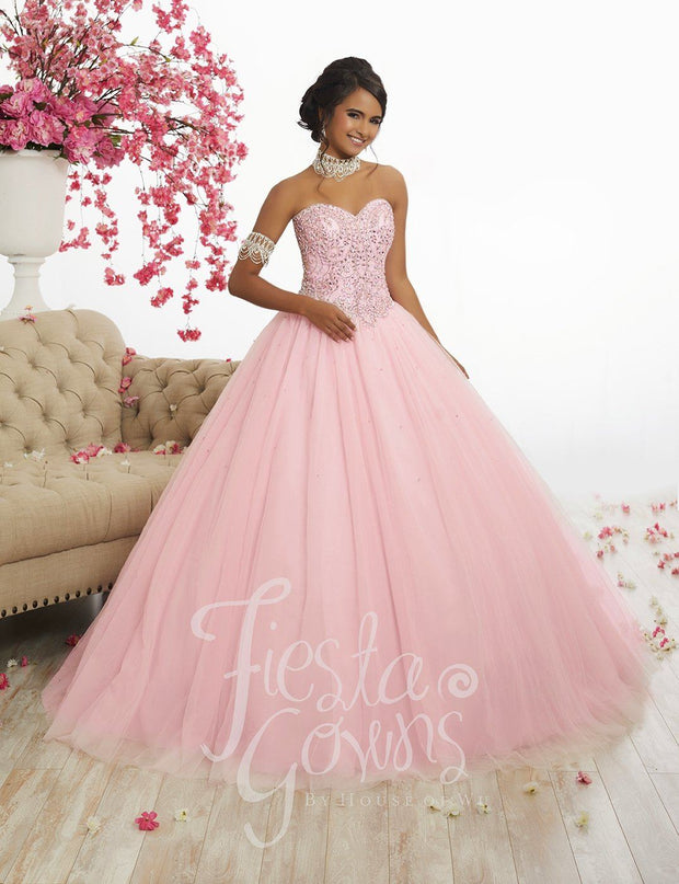 Beaded Strapless Dress by House of Wu Fiesta Gowns Style 56298-Quinceanera Dresses-ABC Fashion