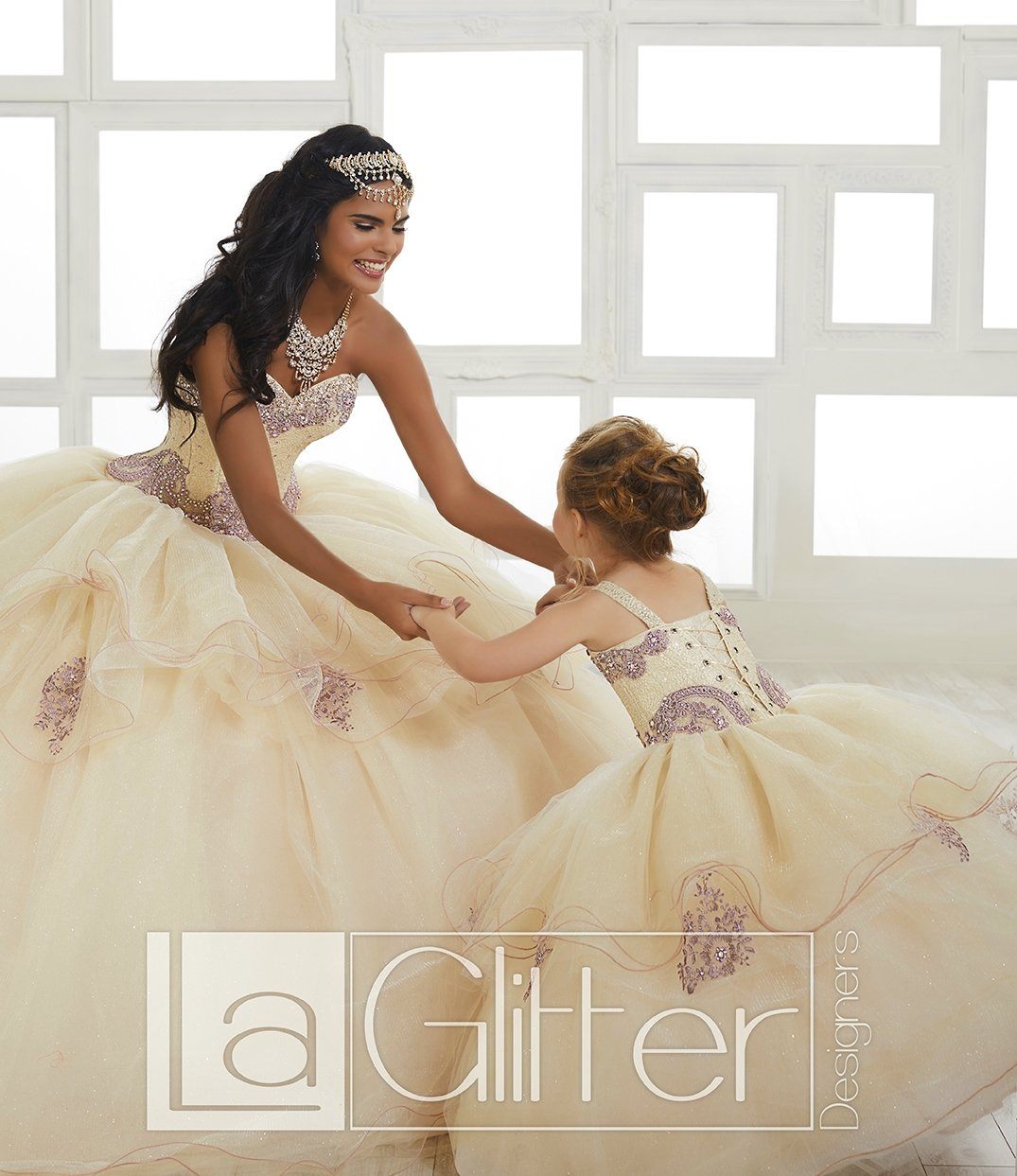 Beaded Strapless Glitter Dress by House of Wu LA Glitter 24027-Quinceanera Dresses-ABC Fashion