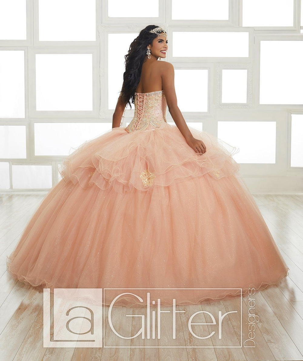Beaded Strapless Glitter Dress by House of Wu LA Glitter 24027-Quinceanera Dresses-ABC Fashion
