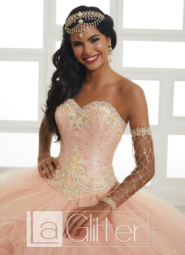 Beaded Strapless Glitter Dress by House of Wu LA Glitter 24027-Quinceanera Dresses-ABC Fashion