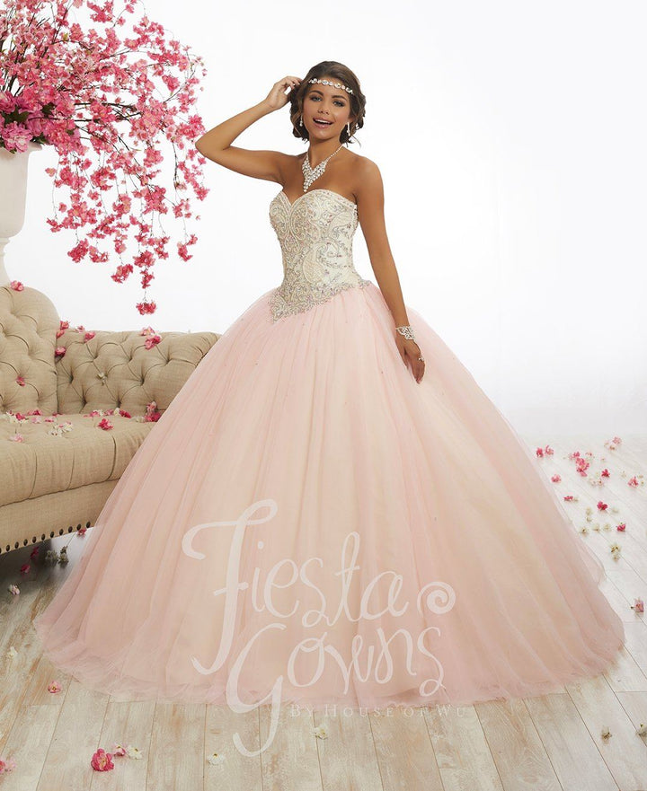 Beaded Strapless Quinceanera Dress by Fiesta Gowns 56337-Quinceanera Dresses-ABC Fashion