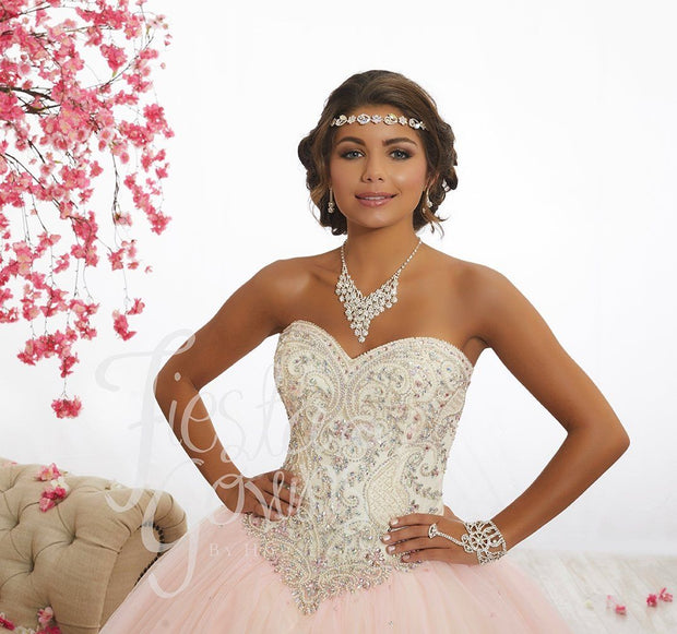 Beaded Strapless Quinceanera Dress by Fiesta Gowns 56337-Quinceanera Dresses-ABC Fashion