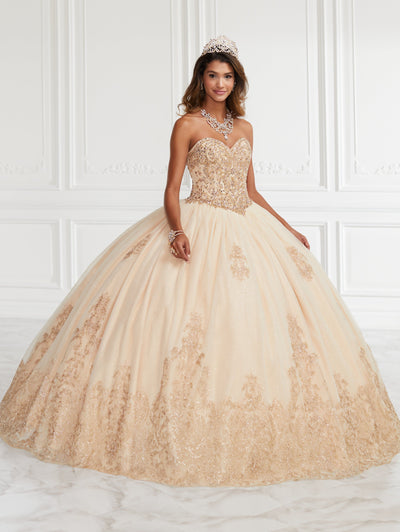 Beaded Strapless Quinceanera Dress by Fiesta Gowns 56386 (Size 10 - 16)-Quinceanera Dresses-ABC Fashion