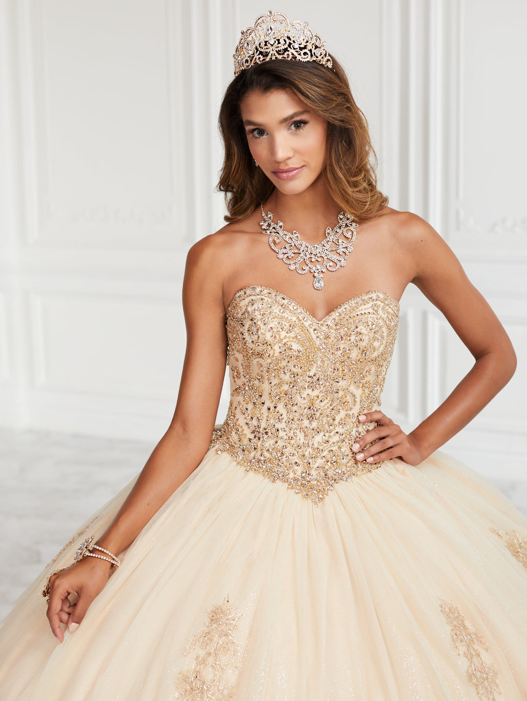 Beaded Strapless Quinceanera Dress by Fiesta Gowns 56386 (Size 18 - 26)-Quinceanera Dresses-ABC Fashion