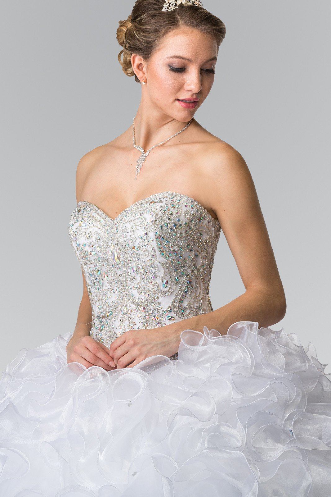 Beaded Strapless Ruffled Ballgown by Elizabeth K GL2209-Quinceanera Dresses-ABC Fashion