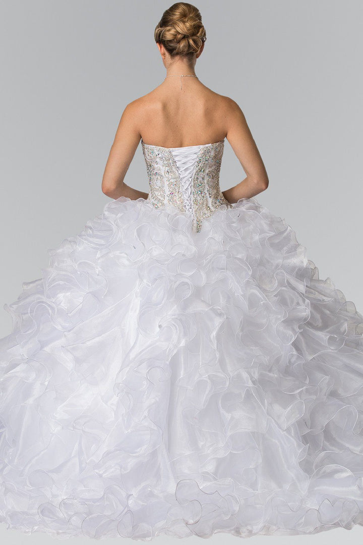 Beaded Strapless Ruffled Ballgown by Elizabeth K GL2209-Quinceanera Dresses-ABC Fashion