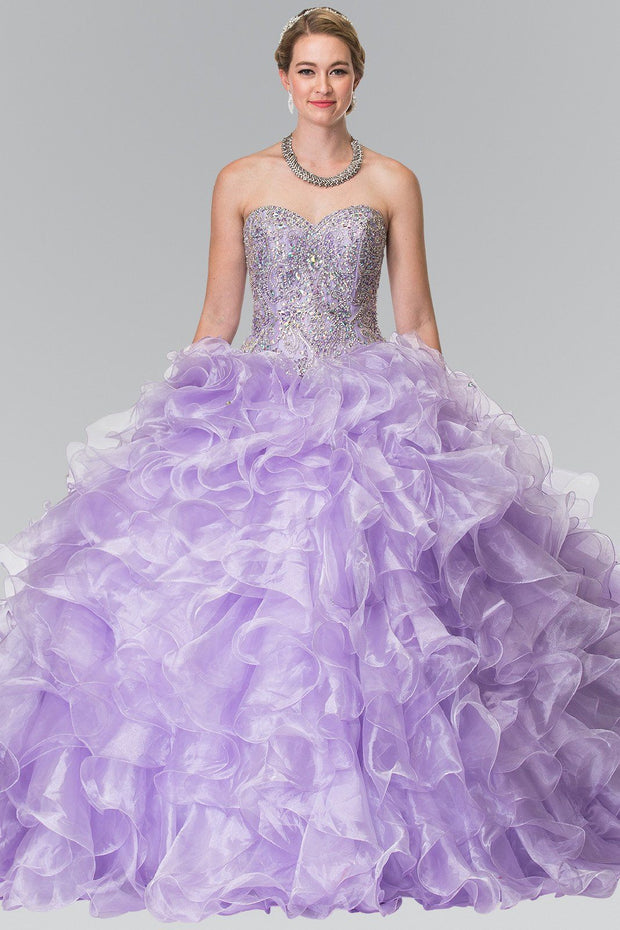 Beaded Strapless Ruffled Ballgown by Elizabeth K GL2209-Quinceanera Dresses-ABC Fashion