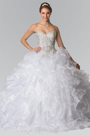 Beaded Strapless Ruffled Ballgown by Elizabeth K GL2209-Quinceanera Dresses-ABC Fashion