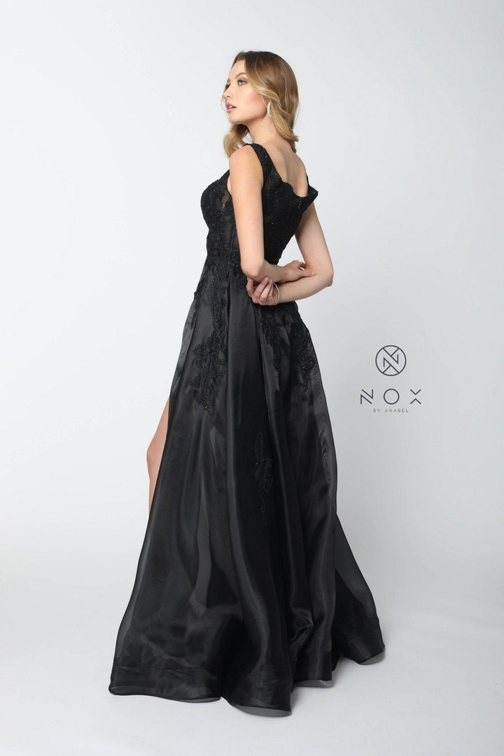 Black Lace Sweetheart Romper With Overskirt by Nox Anabel A172-Long Formal Dresses-ABC Fashion
