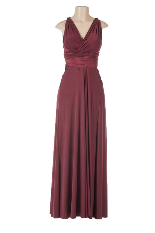 Black Long Convertible Jersey Dress by Poly USA-Long Formal Dresses-ABC Fashion
