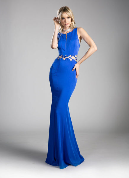Blue Long Waist Cut Out Dress by Cinderella Divine 6485 – ABC Fashion