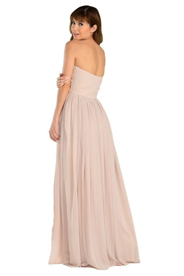 Blush Pink Long Convertible Chiffon Dress by Poly USA-Long Formal Dresses-ABC Fashion