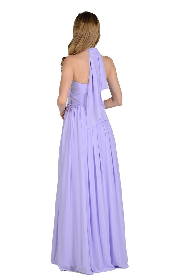 Blush Pink Long Convertible Chiffon Dress by Poly USA-Long Formal Dresses-ABC Fashion