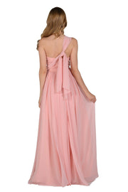Blush Pink Long Convertible Chiffon Dress by Poly USA-Long Formal Dresses-ABC Fashion