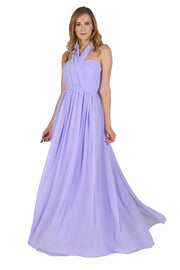 Blush Pink Long Convertible Chiffon Dress by Poly USA-Long Formal Dresses-ABC Fashion