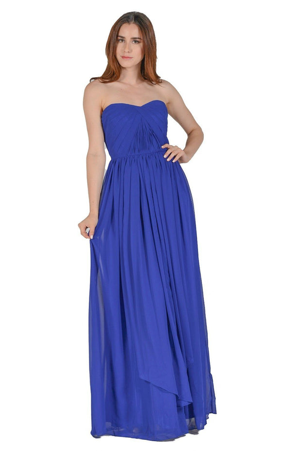 Blush Pink Long Convertible Chiffon Dress by Poly USA-Long Formal Dresses-ABC Fashion