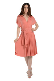 Blush Pink Short Convertible Jersey Dress by Poly USA-Short Cocktail Dresses-ABC Fashion