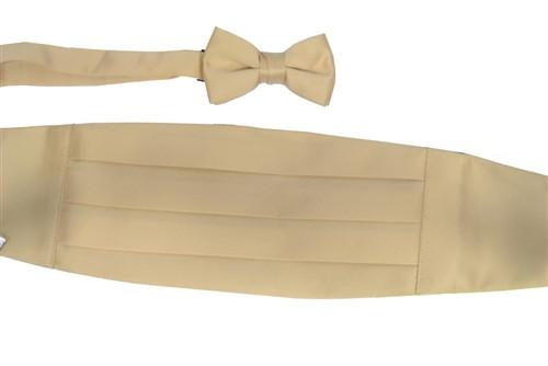 Boys Beige Cummerbund and Bow Tie Set-Boys Cummerbund-ABC Fashion