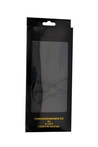 Boys Black Cummerbund and Bow Tie Set-Boys Cummerbund-ABC Fashion