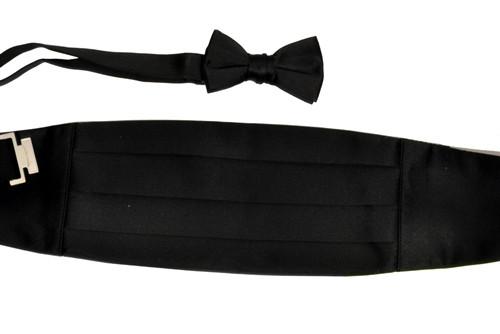 Boys Black Cummerbund and Bow Tie Set-Boys Cummerbund-ABC Fashion