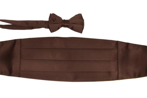 Boys Brown Cummerbund and Bow Tie Set-Boys Cummerbund-ABC Fashion