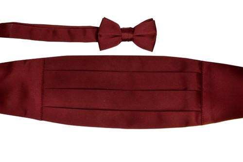 Boys Burgundy Cummerbund and Bow Tie Set-Boys Cummerbund-ABC Fashion