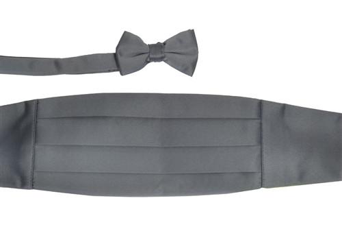 Boys Charcoal Cummerbund and Bow Tie Set-Boys Cummerbund-ABC Fashion