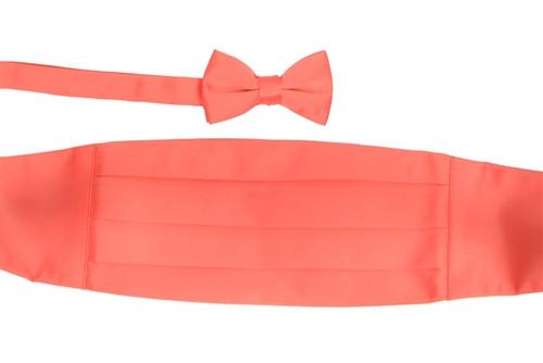 Boys Coral Cummerbund and Bow Tie Set-Boys Cummerbund-ABC Fashion